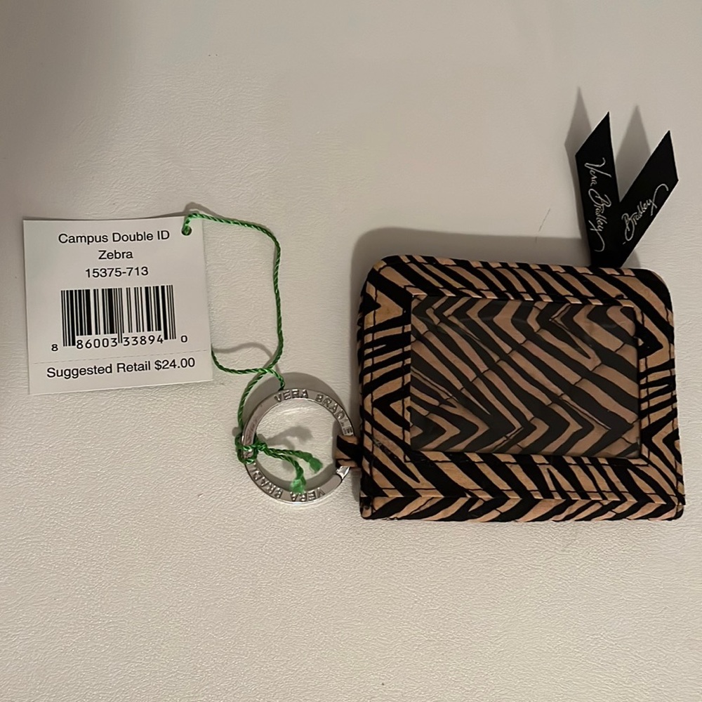 NWT Vera Bradley Campus Double ID in Zebra
